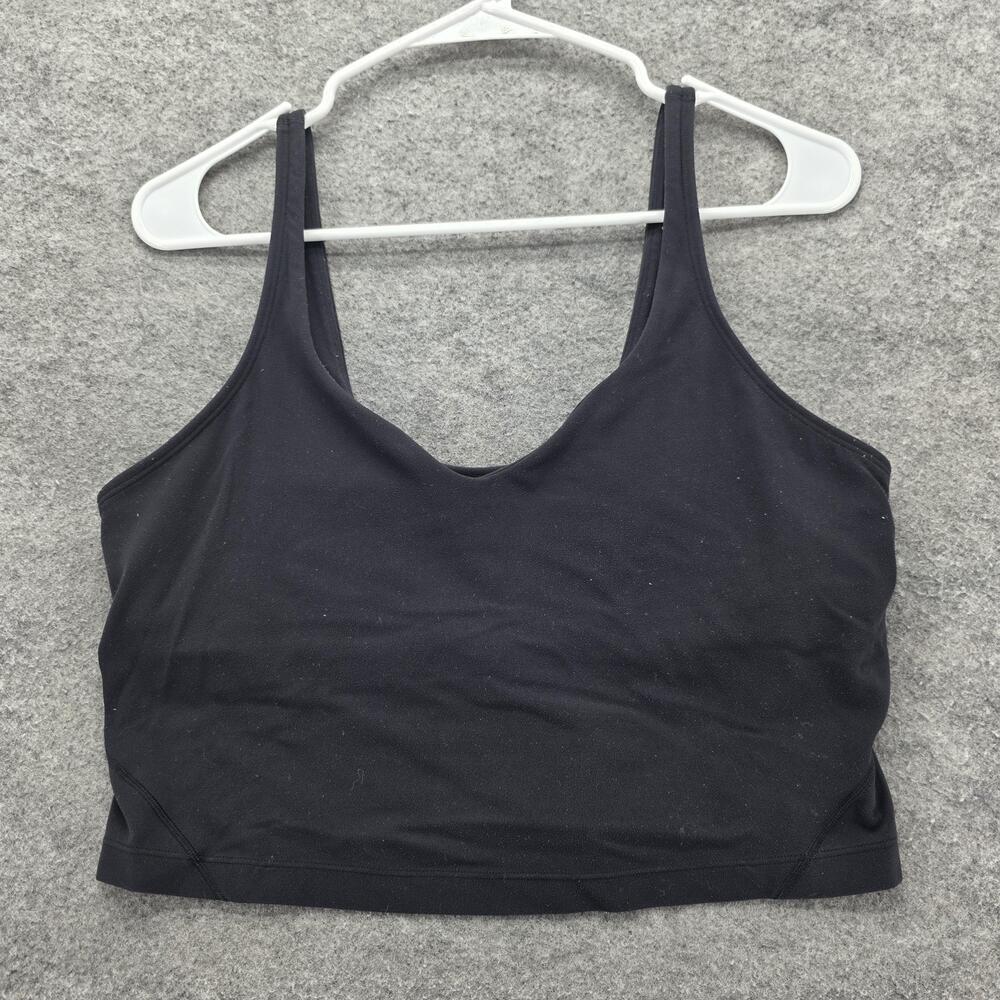 Lululemon Longline Bra Womens Medium Black V Neck Crop Tank Yoga Gym Athletic